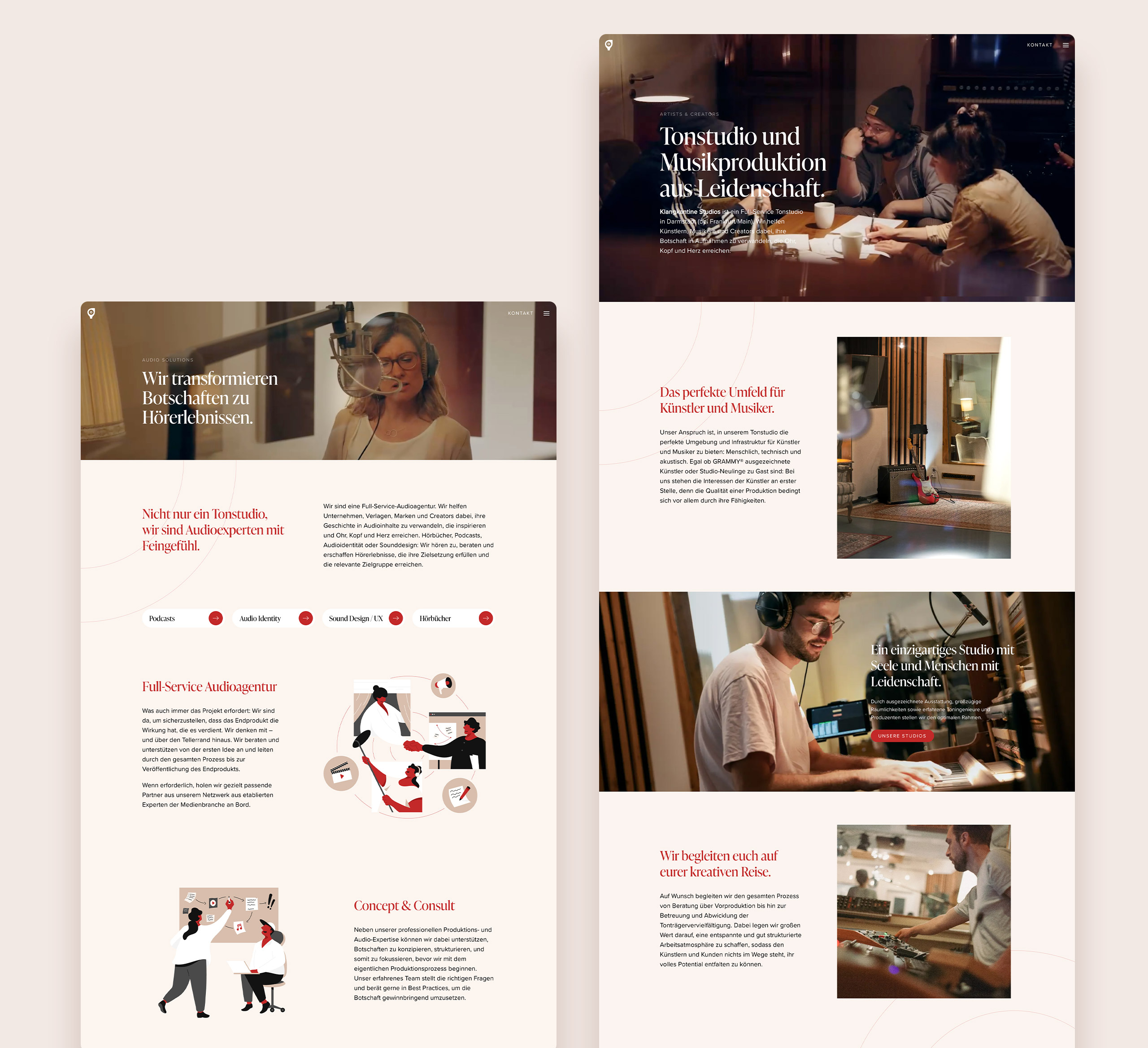 Screen designs from KLANGKANTINE Studios' website